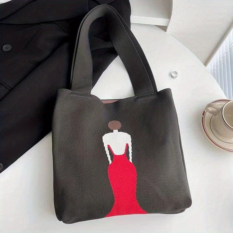 Knitted Tote Bag Large Capacity Shoulder Bag Women's Casual Handbag