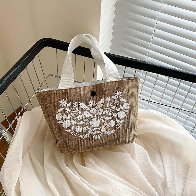 Butterfly Print Straw Woven Handbags Boho Style Summer Beach Bag