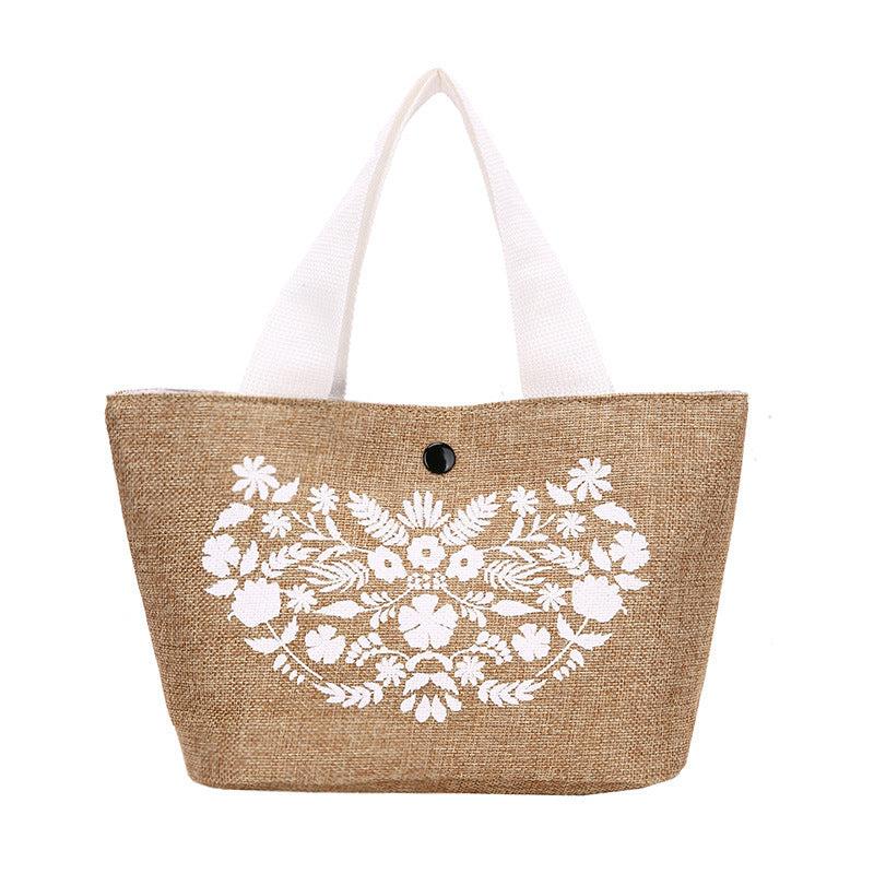 Butterfly Print Straw Woven Handbags Boho Style Summer Beach Bag