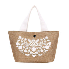 Butterfly Print Straw Woven Handbags Boho Style Summer Beach Bag