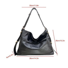 Large Capacity Tote Bag Solid Shoulder Bag With Buckles
