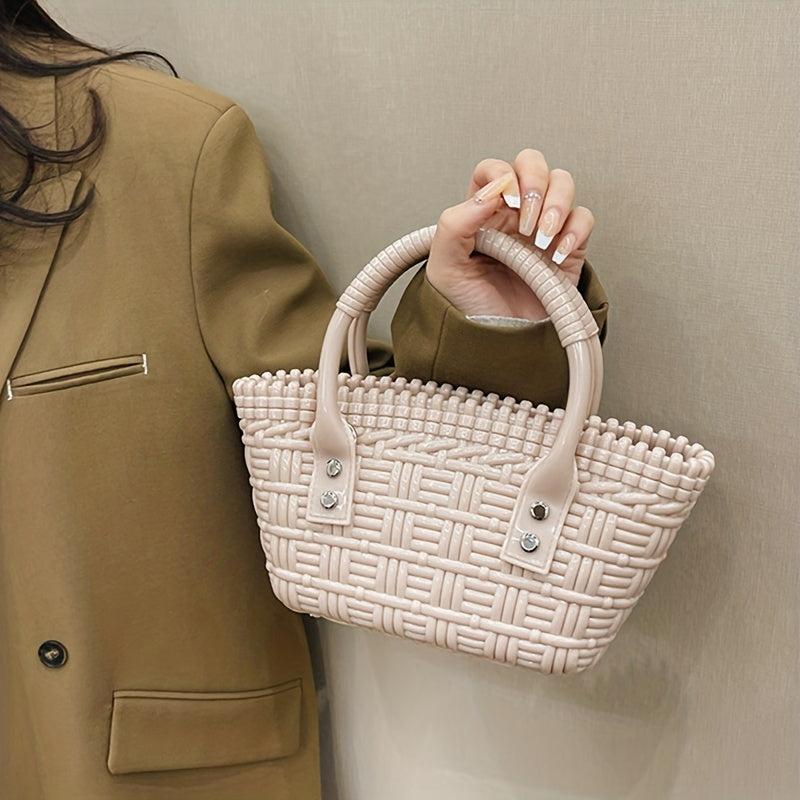 Minimalist Braided Satchel Bag Lightweight Small Tote Bag