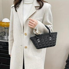 Minimalist Braided Satchel Bag Lightweight Small Tote Bag