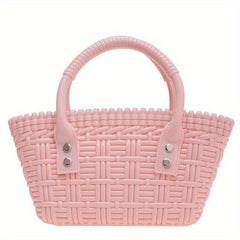 Minimalist Braided Satchel Bag Lightweight Small Tote Bag