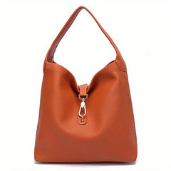 Lock Decor Tote Bag PU Leather Underarm Purse