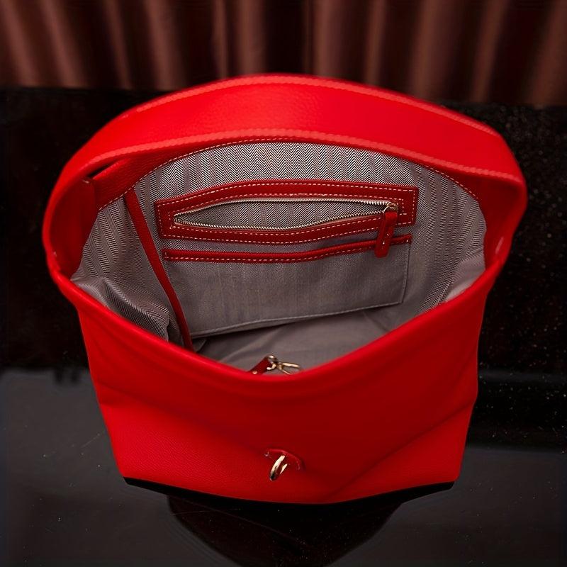 Lock Decor Tote Bag PU Leather Underarm Purse