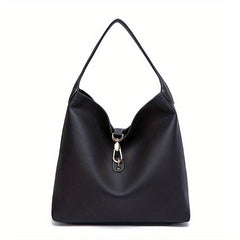 Lock Decor Tote Bag PU Leather Underarm Purse