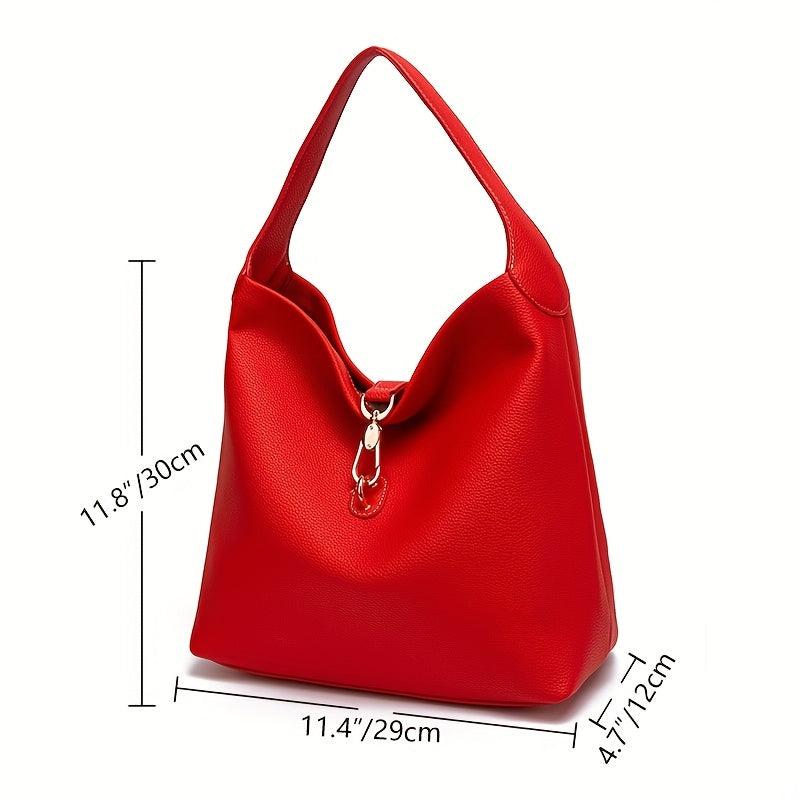 Lock Decor Tote Bag PU Leather Underarm Purse