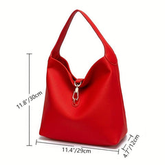 Lock Decor Tote Bag PU Leather Underarm Purse