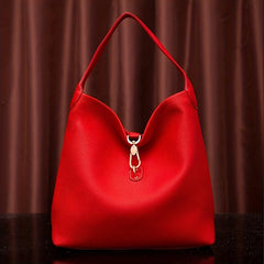 Lock Decor Tote Bag PU Leather Underarm Purse