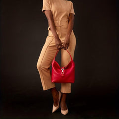 Lock Decor Tote Bag PU Leather Underarm Purse