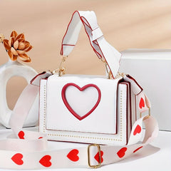 Heart Shaped Crossbody Bag Love Strap Small Square Purse For Girlfriend