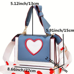 Heart Shaped Crossbody Bag Love Strap Small Square Purse For Girlfriend