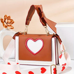 Heart Shaped Crossbody Bag Love Strap Small Square Purse For Girlfriend