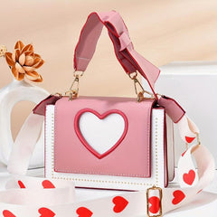 Heart Shaped Crossbody Bag Love Strap Small Square Purse For Girlfriend