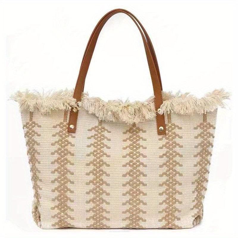 Bohemian Woven Tote Bag Women's Fringed Shoulder Bag