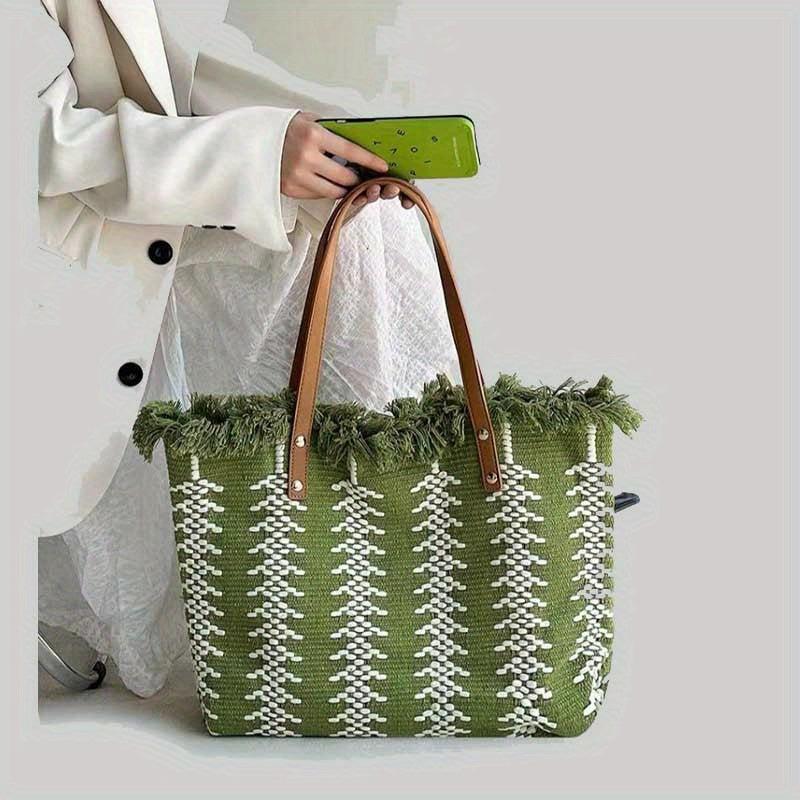 Bohemian Woven Tote Bag Women's Fringed Shoulder Bag