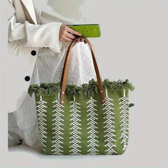 Bohemian Woven Tote Bag Women's Fringed Shoulder Bag