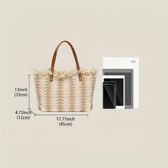 Bohemian Woven Tote Bag Women's Fringed Shoulder Bag