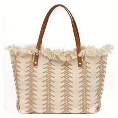 Bohemian Woven Tote Bag Women's Fringed Shoulder Bag