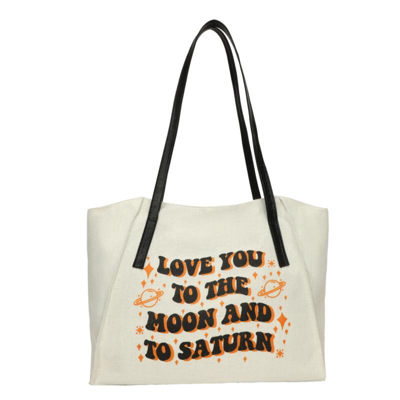 Women's Letter Print Large Capacity Canvas Tote Bag