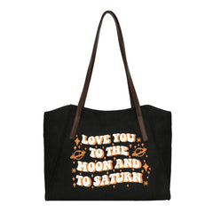 Women's Letter Print Large Capacity Canvas Tote Bag