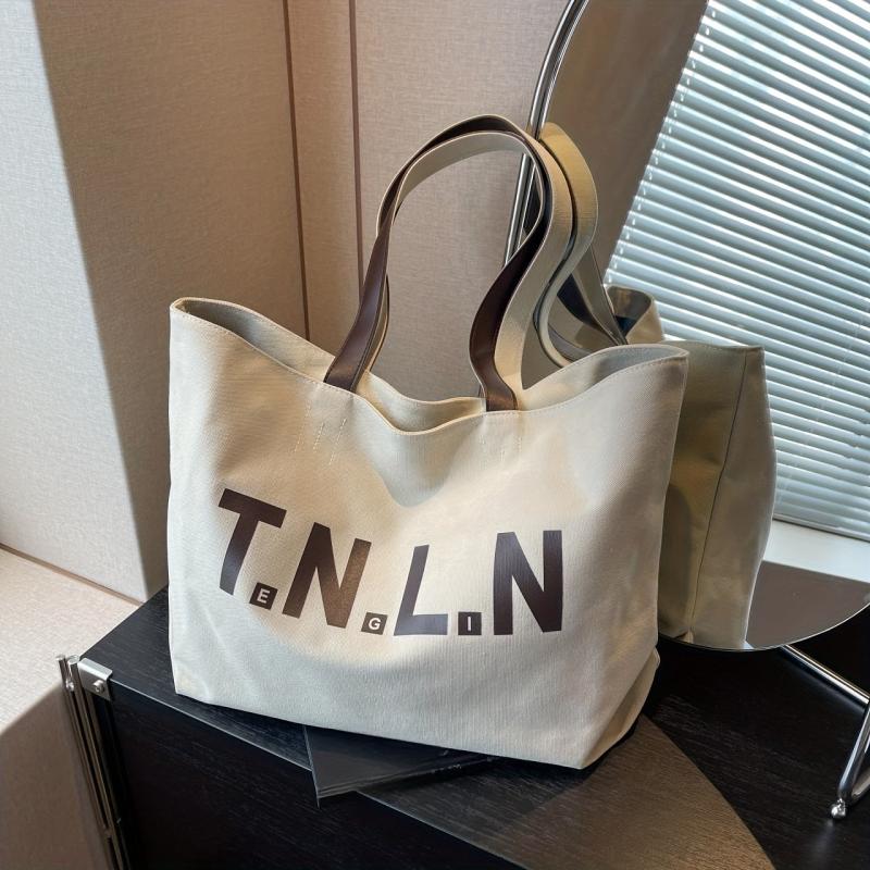 Large Capacity Canvas Tote Bag Lightweight Shoulder Shopping Bag
