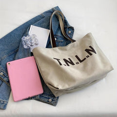 Large Capacity Canvas Tote Bag Lightweight Shoulder Shopping Bag