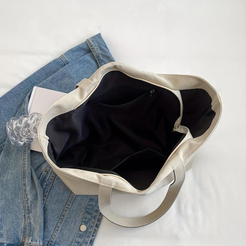 Large Capacity Canvas Tote Bag Lightweight Shoulder Shopping Bag