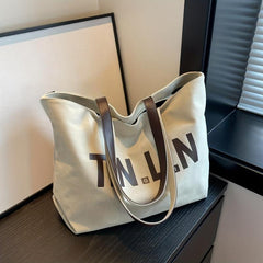 Large Capacity Canvas Tote Bag Lightweight Shoulder Shopping Bag