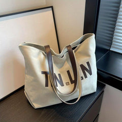 Large Capacity Canvas Tote Bag Lightweight Shoulder Shopping Bag