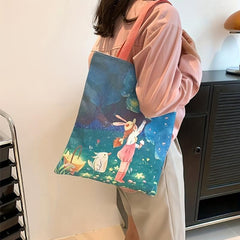 Large Capacity Canvas Tote Bag Lightweight Durable Shoulder Bag