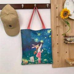 Large Capacity Canvas Tote Bag Lightweight Durable Shoulder Bag