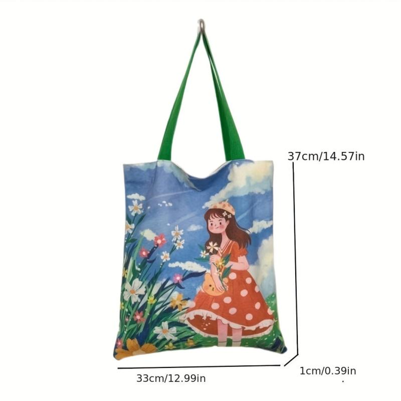 Large Capacity Canvas Tote Bag Lightweight Durable Shoulder Bag