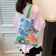 Large Capacity Canvas Tote Bag Lightweight Durable Shoulder Bag