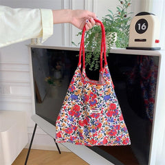 Flower Pattern Shoulder Bag Large Capacity Shopping Handbag