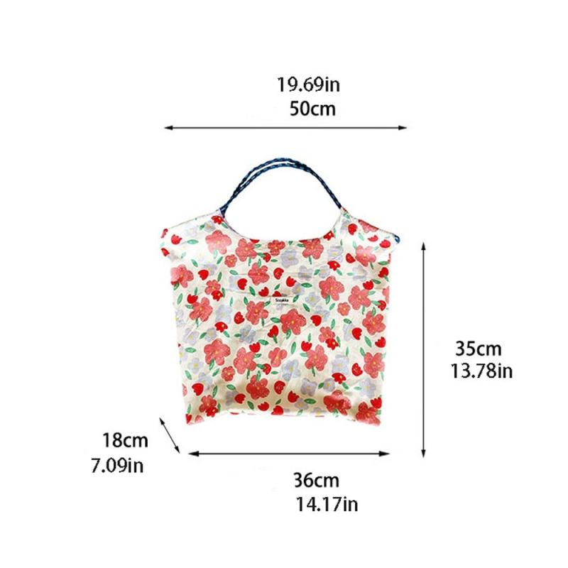 Flower Pattern Shoulder Bag Large Capacity Shopping Handbag