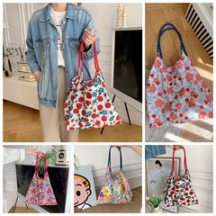 Flower Pattern Shoulder Bag Large Capacity Shopping Handbag