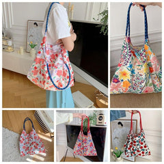 Flower Pattern Shoulder Bag Large Capacity Shopping Handbag