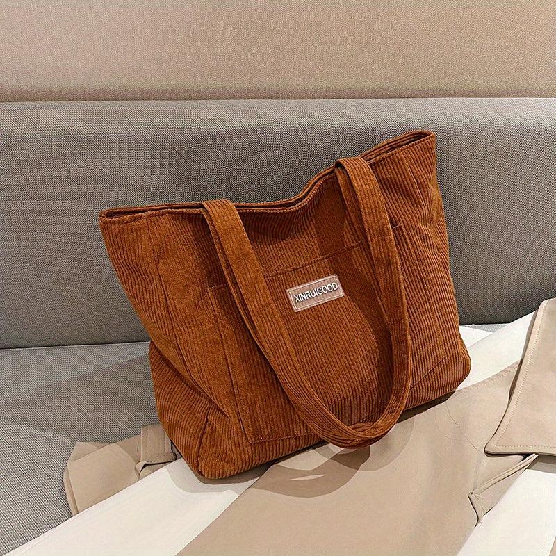 Solid Velvet Shoulder Bag Women's Tote Bag