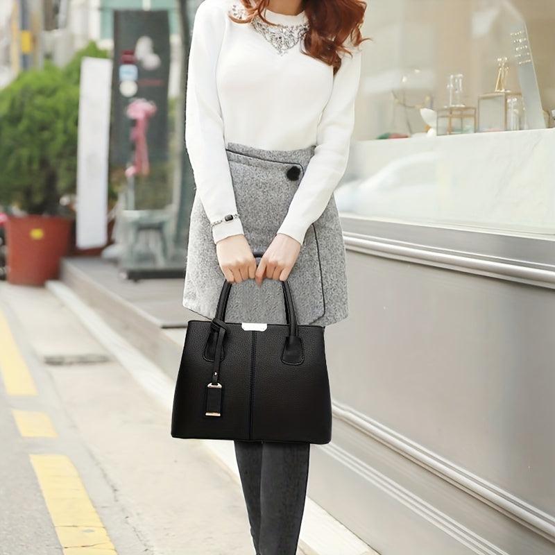 Women's Faux Leather Tote Satchel - Versatile Shoulder Bag