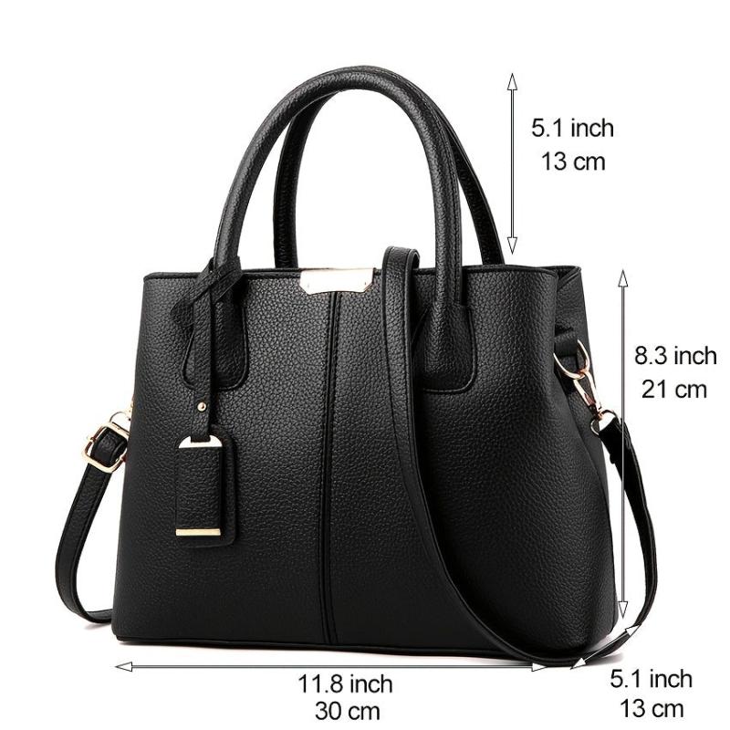 Women's Faux Leather Tote Satchel - Versatile Shoulder Bag