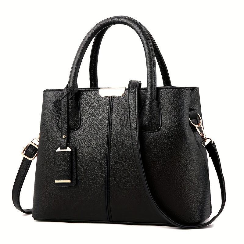 Women's Faux Leather Tote Satchel - Versatile Shoulder Bag