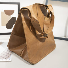 Retro Big Tote Bag Solid Large capacity Zipper Shoulder Tote Bags