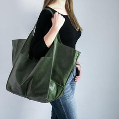 Retro Big Tote Bag Solid Large capacity Zipper Shoulder Tote Bags