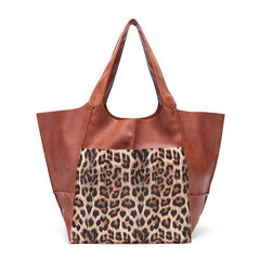 Retro Big Tote Bag Solid Large capacity Zipper Shoulder Tote Bags