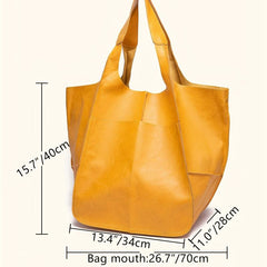 Retro Big Tote Bag Solid Large capacity Zipper Shoulder Tote Bags