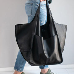 Retro Big Tote Bag Solid Large capacity Zipper Shoulder Tote Bags