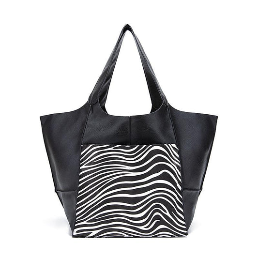 Retro Big Tote Bag Solid Large capacity Zipper Shoulder Tote Bags