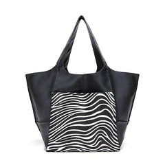 Retro Big Tote Bag Solid Large capacity Zipper Shoulder Tote Bags